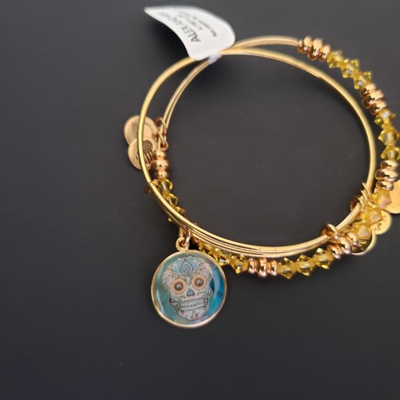 Alex and Ani Gold Art Infusion Calavera Swarovski Set 646 - Picture 2 of 5
